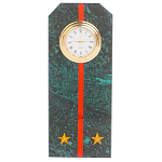 Часы погон ВС подарочные настольные из натурального камня Змеевик Military Clock варинант исполнения - 16 | Loft Concept в Барнауле