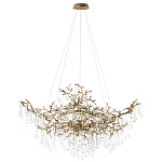 Подвесная люстра в виде ветвей деревьев золотого цвета с прозрачными подвесками-каплями 10 и 14 ламп Droplet Chandelier варинант исполнения - 1 | Loft Concept в Барнауле