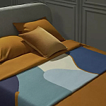 Плед из хлопка синего цвета с абстрактным принтом Elysian Flow Ocean варинант исполнения - 5 | Loft Concept в Барнауле