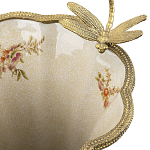 Ваза голубого цвета из фарфора с цветочным рисунком и бронзовой стрекозой Blue Garden варинант исполнения - 1 | Loft Concept в Барнауле