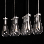 Люстра с 9-ю прозрачными плафонами из стекла в форме капли на прямоугольном потолочном основании цвета хром Lucid Rain  варинант исполнения - 9 | Loft Concept в Барнауле