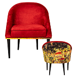 Кресло из натурального бука красное с цветным принтом Impressionism in Art варинант исполнения - 2 | Loft Concept в Барнауле