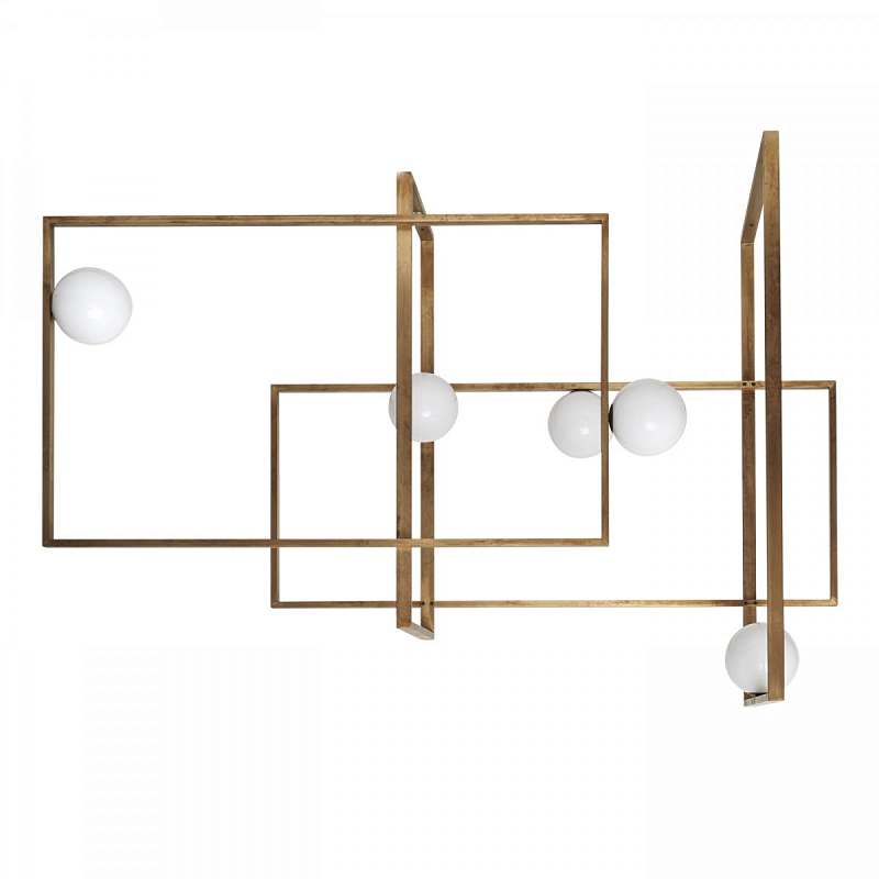 Люстра Mondrian Glass Venicem Ceiling Lamp Белый Латунь в Барнауле | Loft Concept 