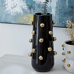 Ваза черная цилиндрическая с глянцевым покрытием и золотыми декоративными элементами Molecule Collection варинант исполнения - 3 | Loft Concept в Барнауле