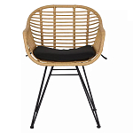 Стул с ротанговым плетением Wicker Half Chair с подлокотниками варинант исполнения - 1 | Loft Concept в Барнауле