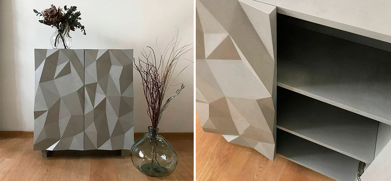 Комод с большими угловыми фигурами с одной секцией, 2 полки Geometric Greece Комод с большими угловыми фигурами с одной секцией, 2 полки Geometric Greece - Loft-Concept в Барнауле
