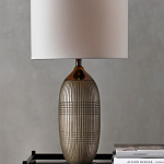 Настольная лампа керамическая с тканевым цилиндрическим абажуром Bullet варинант исполнения - 3 | Loft Concept в Барнауле