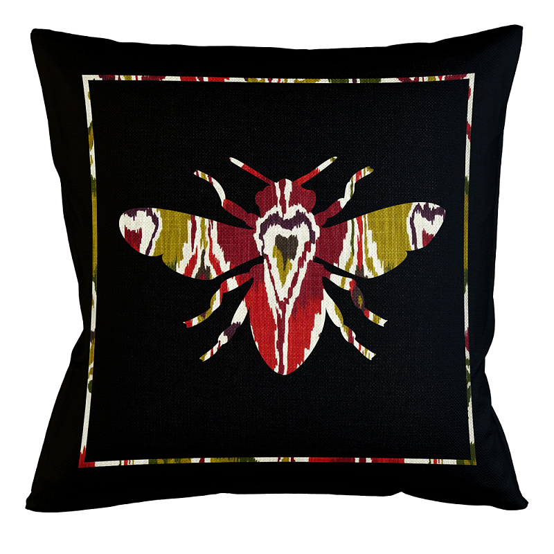 Подушка декоративная пчела цветной узор Ikat Pattern Мульти Бежевый Черный Подушка декоративная пчела цветной узор Ikat Pattern Мульти Бежевый Черный в Барнауле | Loft Concept