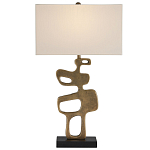 Настольная лампа с фигурным каркасом и прямоугольным тканевым абажуром Brutalist Profile варинант исполнения - 3 | Loft Concept в Барнауле