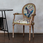 Полукресло из массива бука бежевое с изображением птиц и цветов Beige Green Chinoiserie Garden Chair варинант исполнения - 5 | Loft Concept в Барнауле