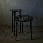 Круглый журнальный столик со столешницей из эпоксидной смолы Epoxy Resin Flowers Coffee Table варинант исполнения - 5 | Loft Concept в Барнауле