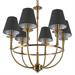 Люстра на металлическом основании бронзового цвета с 6-ю черными конусовидными абажурами Dignity варинант исполнения - 8 | Loft Concept в Барнауле