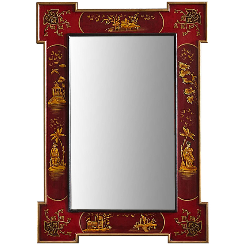 Зеркало в стиле Шинуазри ручная роспись Chinoiserie Mirror Red Красный Золотой Зеркало в стиле Шинуазри ручная роспись Chinoiserie Mirror Red Красный Золотой в Барнауле | Loft Concept