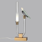 Настольная лампа с прозрачной трубкой и декоративной фигуркой птицы на бронзовой подставке Ganthea варинант исполнения - 3 | Loft Concept в Барнауле