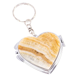 Зеркало брелок складное двухстороннее в форме сердца из натурального камня Оникс Stone Mirrors варинант исполнения - 1 | Loft Concept в Барнауле