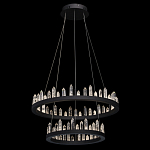 Люстра с двумя кольцами черного цвета с хрустальными элементами QUARTZ CRYSTAL варинант исполнения - 3 | Loft Concept в Барнауле