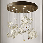 Люстра каскадная с белыми цветами и птицами Takeoff варинант исполнения - 2 | Loft Concept в Барнауле