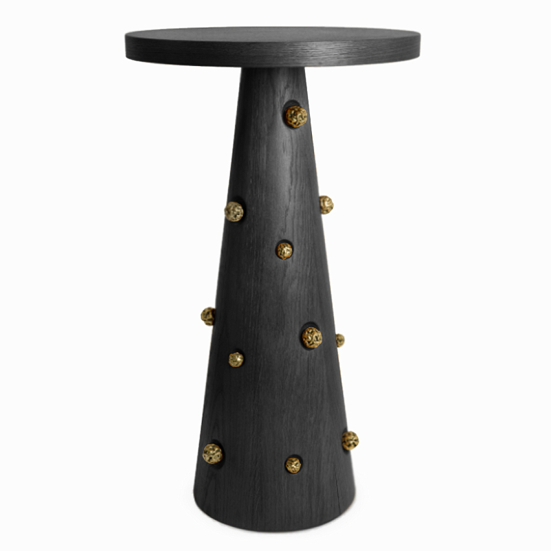 Приставной столик Okinawa Black Side table Черный Золотой в Барнауле | Loft Concept 