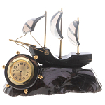 Часы настольные в виде парусника из натурального камня Обсидиан Sailboat Stone Clock варинант исполнения - 4 | Loft Concept в Барнауле