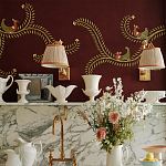 Обои с вышивкой ручной работы Fyodor Original colourway on Merlot linen варинант исполнения - 4 | Loft Concept в Барнауле