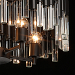 Люстра круглая из матового черного металла с подвесками из прозрачных стеклянных трубок Noir Tubes варинант исполнения - 6 | Loft Concept в Барнауле