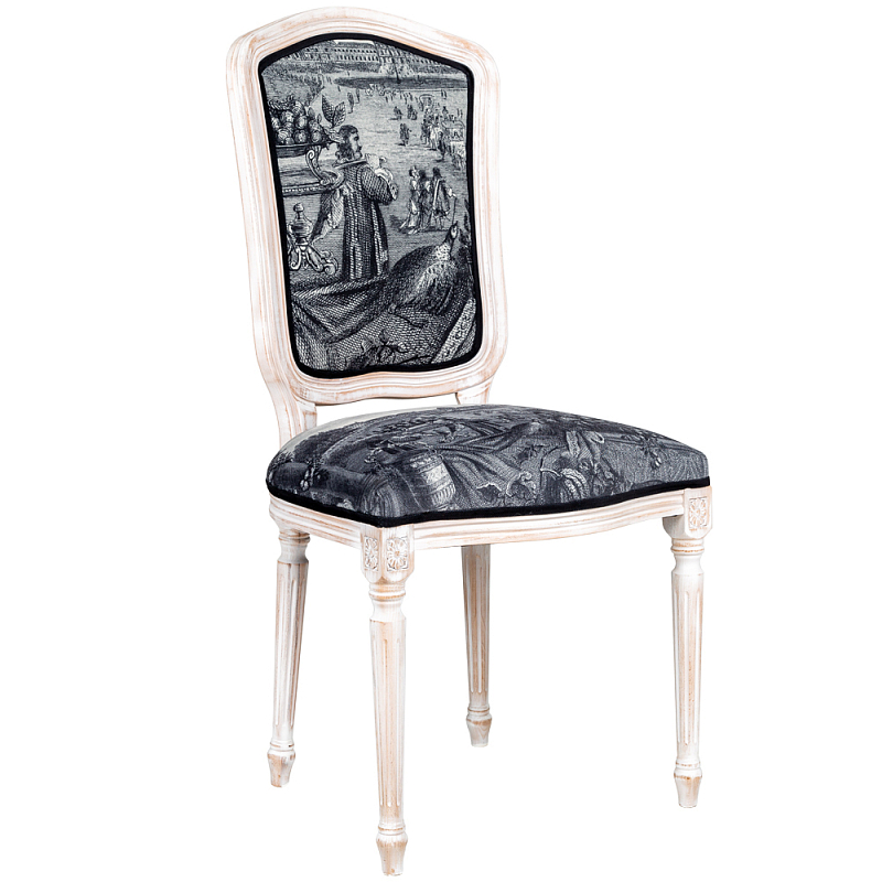 Стул Tuileries Square Stool Черно-белый Белый винтажная патина Стул Tuileries Square Stool Черно-белый Белый винтажная патина в Барнауле | Loft Concept