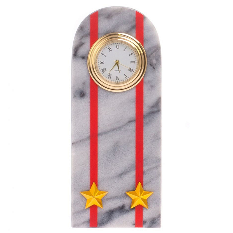Часы погон МВД подарочные настольные из натурального камня Мрамор Military Clock Белый Мрамор Bianco Красный Золотой Часы погон МВД подарочные настольные из натурального камня Мрамор Military Clock Белый Мрамор Bianco Красный Золотой в Барнауле | Loft Concept