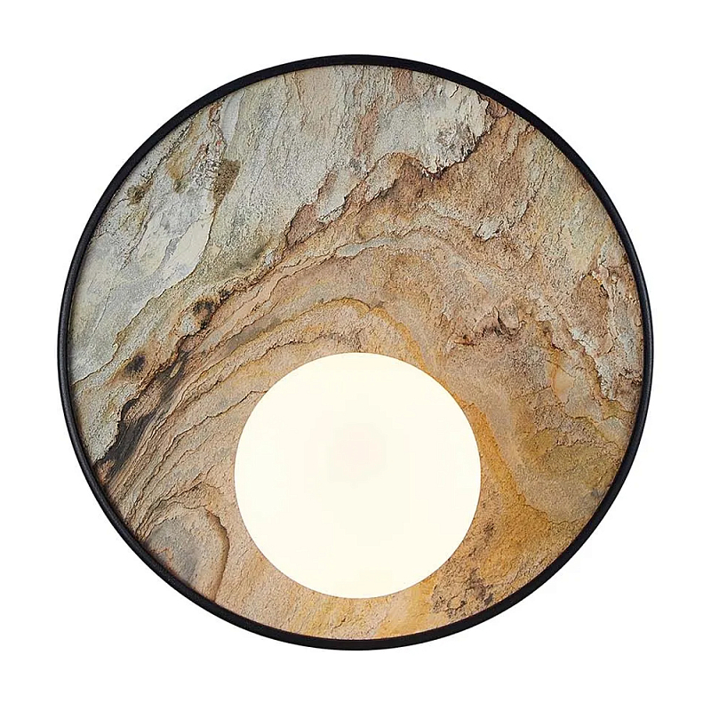 Бра круглое с каменным диском в металлической раме Sandstone Painting  в Барнауле | Loft Concept 