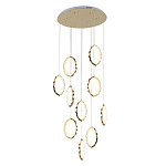 Потолочная люстра каскадная светодиодная с золотистым каркасом Ring of Fire варинант исполнения - 1 | Loft Concept в Барнауле