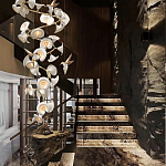 Люстра каскадная из белых цветов каллы и птичек Refined Taste of Light варинант исполнения - 3 | Loft Concept в Барнауле