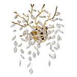 Бра золотого цвета с декоративными ветвями и прозрачными подвесками в форме листьев Droplet Chandelier варинант исполнения - 1 | Loft Concept в Барнауле