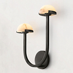 Бра с 2-мя мраморными плафонами на черном корпусе Light Warm Light варинант исполнения - 1 | Loft Concept в Барнауле