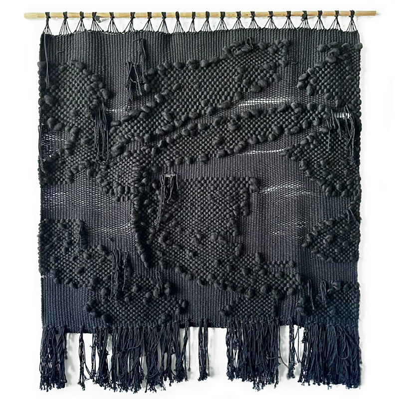 Гобелен из шерсти мериноса с узелками Ночь  Черный в Барнауле | Loft Concept 