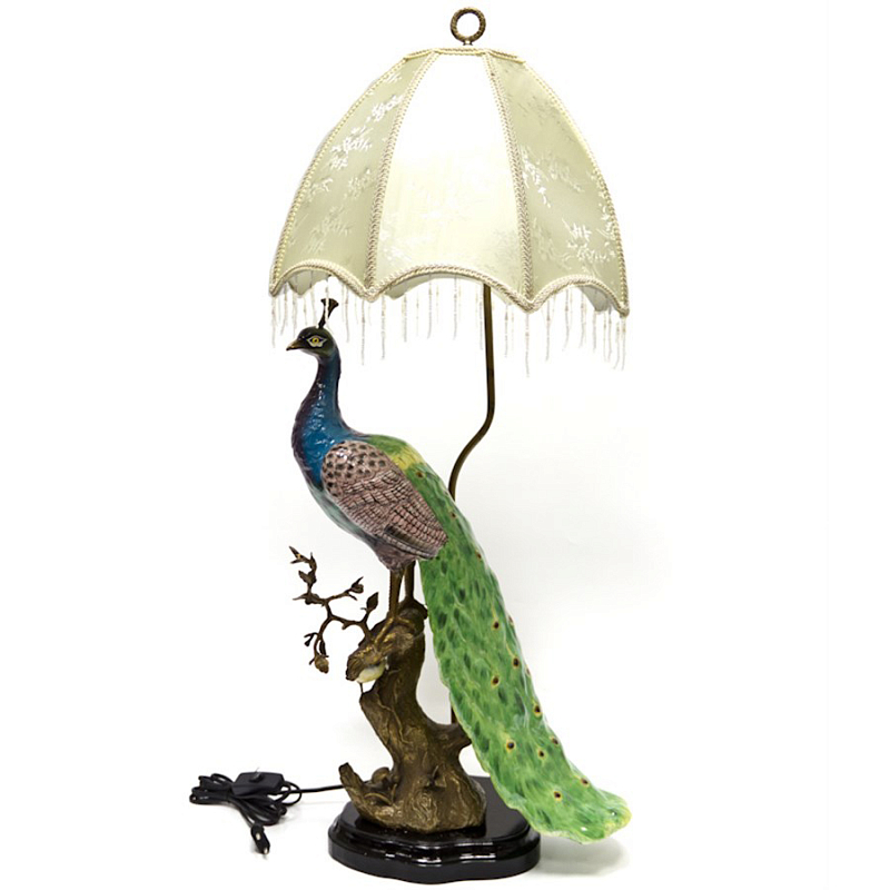 Настольная лампа Peacock Lamp Белый Зеленый Синий Бронза Настольная лампа Peacock Lamp Белый Зеленый Синий Бронза в Барнауле | Loft Concept