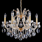 Люстра подвесная с 6-ю лампочками и прозрачными хрустальными подвесками на основании золотого цвета Crystal lamps варинант исполнения - 2 | Loft Concept в Барнауле