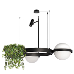 Подвесной светильник с 2-мя шарообразными плафонами и цилиндрическим спотом Light of Еyes варинант исполнения - 2 | Loft Concept в Барнауле