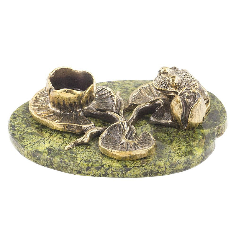 Подсвечник из бронзы и натурального камня змеевик Stone Candlestick Змеевик Бронза Подсвечник из бронзы и натурального камня змеевик Stone Candlestick Змеевик Бронза в Барнауле | Loft Concept