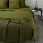 Плед из хлопка жемчужной вязки оливкового цвета Waffle Comfort варинант исполнения - 5 | Loft Concept в Барнауле