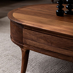 Кофейный стол овальный из дерева с 2-мя ящиками Coffee Walnut Table варинант исполнения - 5 | Loft Concept в Барнауле