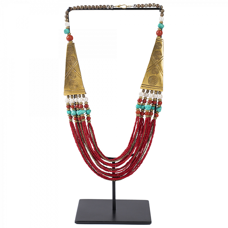 Ожерелье на подставке NECKLACE RED AND BRASS Латунь Красный Ожерелье на подставке NECKLACE RED AND BRASS Латунь Красный в Барнауле | Loft Concept
