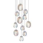 Люстра каскадная с 11-ю круглыми плафонами из рельефного стекла Disc Light варинант исполнения - 1 | Loft Concept в Барнауле