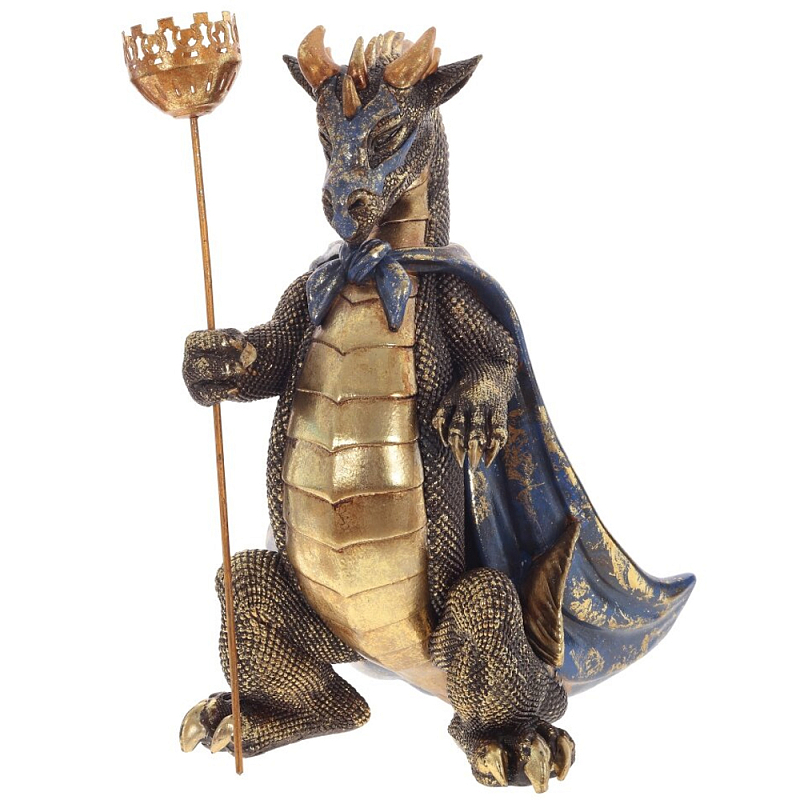 Подсвечник в виде дракона Dragon candlestick Gold Blue Золотой Синий Подсвечник в виде дракона Dragon candlestick Gold Blue Золотой Синий в Барнауле | Loft Concept