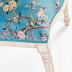 Стул из массива бука бирюзовый с изображением птиц и цветов Turquoise Beige Chinoiserie Peach Garden Chair варинант исполнения - 5 | Loft Concept в Барнауле