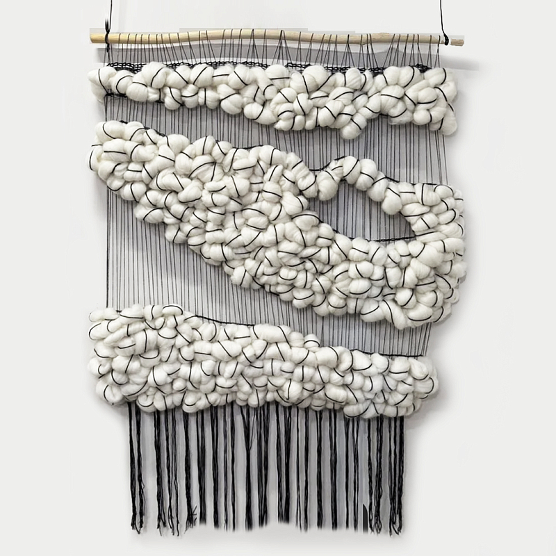 Гобелен из шерсти Облака черные нити Черный в Барнауле | Loft Concept 