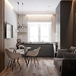 Серый матовый кухонный гарнитур с фасадом под дерево Vincens Kitchen Set варинант исполнения - 2 | Loft Concept в Барнауле