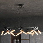 Люстра круглая с трубчатыми лампочками Vanguard Circle варинант исполнения - 3 | Loft Concept в Барнауле