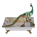 Блюдо квадратное с павлином на бронзовых ножках Eden Garden варинант исполнения - 3 | Loft Concept в Барнауле