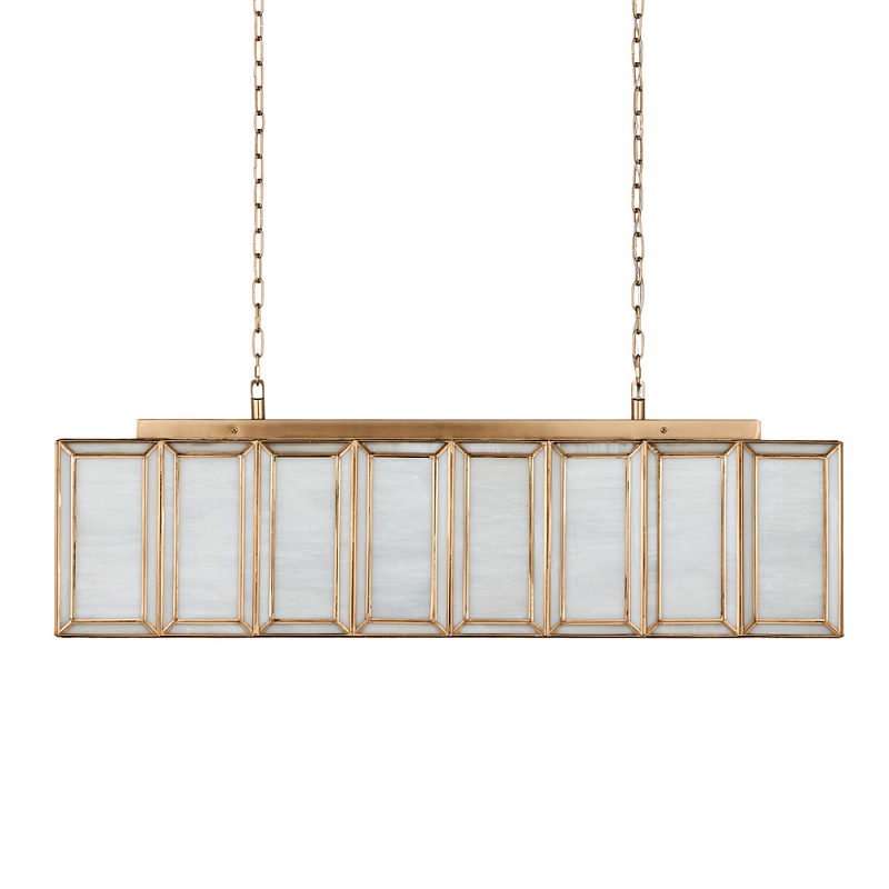 Люстра прямоугольная с каркасом золотого цвета Soft Glow Lamps Золотой Молочный в Барнауле | Loft Concept 