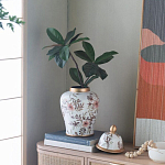 Ваза с нежным цветочным узором в пастельных тонах и крышкой с золотым акцентом Chinoiserie Ceramics варинант исполнения - 6 | Loft Concept в Барнауле