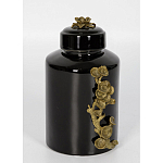 Банка с крышкой из фарфора с бронзовым цветочным элементом Eden Garden варинант исполнения - 2 | Loft Concept в Барнауле